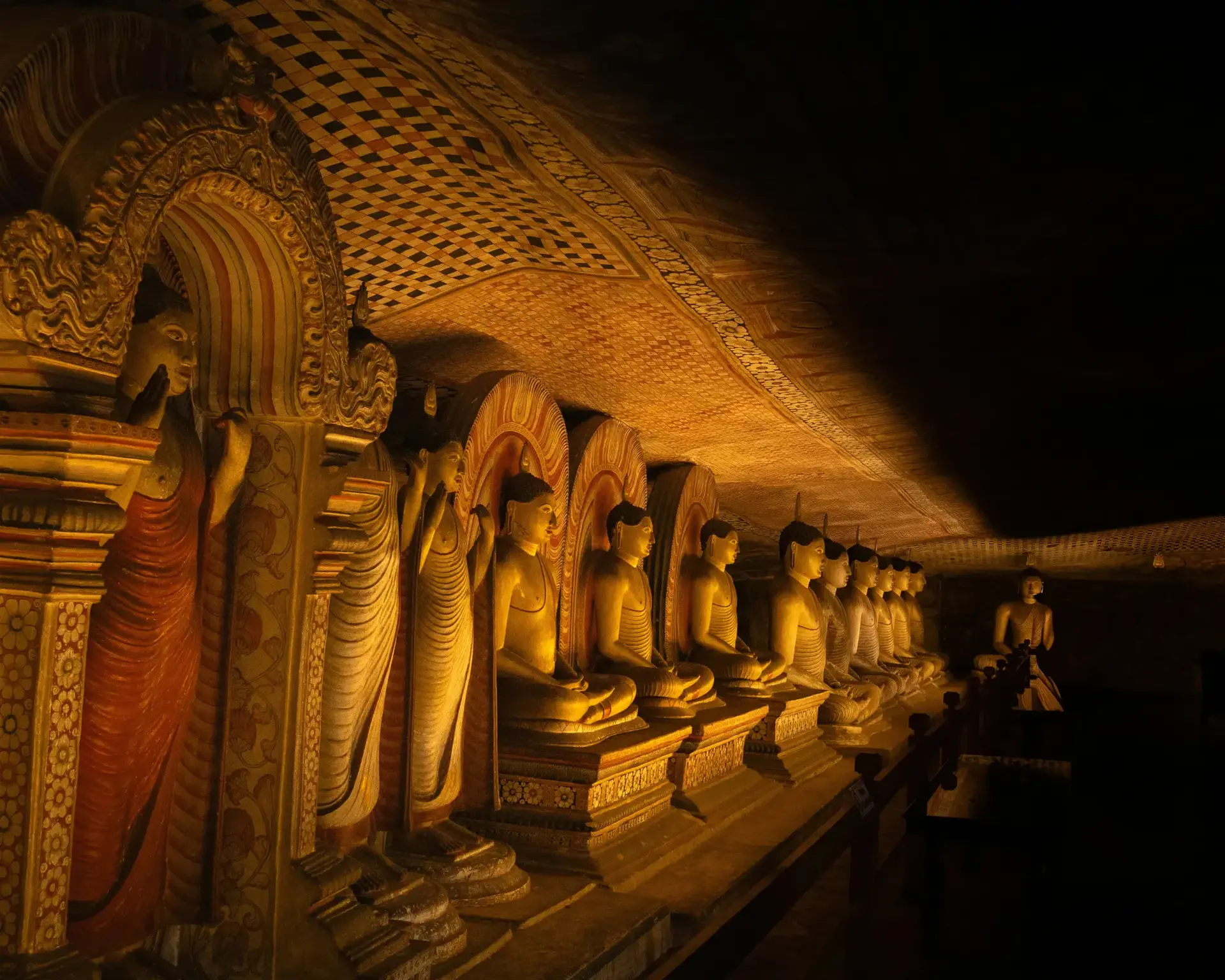 Ancient Buddhist Murals at Dambulla Cave Temple